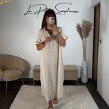 ROBE BEIGE LIN EZIA - La Petite Somptueuse