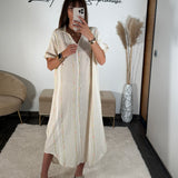 ROBE BEIGE LIN EZIA - La Petite Somptueuse