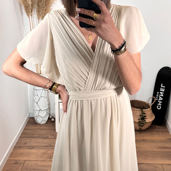 ROBE BEIGE ROMY - La Petite Somptueuse