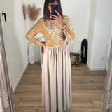 ROBE BEIGE SEQUINS AGLAE - La Petite Somptueuse