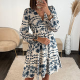 ROBE BLANCHE ET BLEU GALIA - La Petite Somptueuse