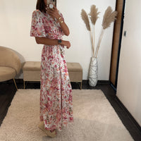 ROBE BLANCHE FLEURIE ROSE ALMA - La Petite Somptueuse
