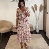 ROBE BLANCHE FLOWER PRUNE - La Petite Somptueuse
