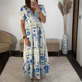 ROBE BLEU ET BLANCHE ASTRA - La Petite Somptueuse