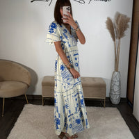 ROBE BLEU ET BLANCHE ASTRA - La Petite Somptueuse