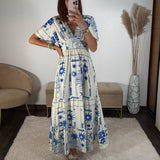 ROBE BLEU ET BLANCHE ASTRA - La Petite Somptueuse