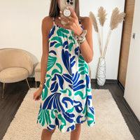 ROBE BLEU ET VERTE ADELE - La Petite Somptueuse