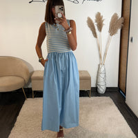 ROBE BLEU RAYE JESSY - La Petite Somptueuse