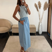 ROBE BLEU RAYE JESSY - La Petite Somptueuse