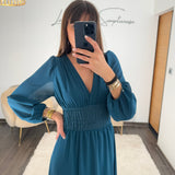 ROBE BLEUE FLUIDE MARTA - La Petite Somptueuse