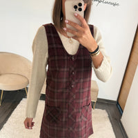 ROBE BORDEAUX À CARREAUX ARYA - La Petite Somptueuse
