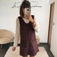 ROBE BORDEAUX À CARREAUX ARYA - La Petite Somptueuse