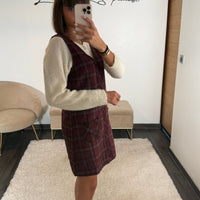 ROBE BORDEAUX À CARREAUX ARYA - La Petite Somptueuse