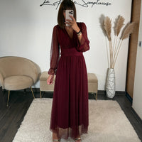 ROBE BORDEAUX MECHE ORIANE - La Petite Somptueuse