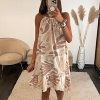 ROBE CAMEL ET BEIGE ADELE - La Petite Somptueuse