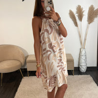 ROBE CAMEL ET BEIGE ADELE - La Petite Somptueuse