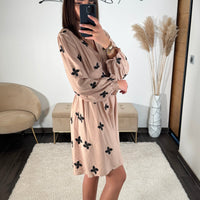 ROBE CAMEL FLOWERS BLACK - La Petite Somptueuse