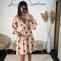 ROBE CAMEL FLOWERS BLACK - La Petite Somptueuse