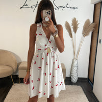 ROBE CERISES BLANC ALINE - La Petite Somptueuse