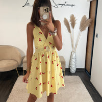 ROBE CERISES JAUNE ALINE - La Petite Somptueuse