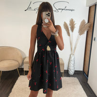 ROBE CERISES NOIR ALINE - La Petite Somptueuse