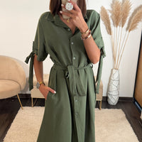 ROBE CHEMISE KAKI KELLY - La Petite Somptueuse