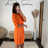 ROBE CHEMISE ORANGE AXELLE - La Petite Somptueuse
