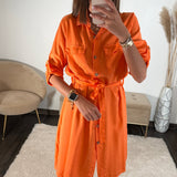ROBE CHEMISE ORANGE AXELLE - La Petite Somptueuse