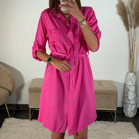 ROBE CHEMISE ROSE AXELLE - La Petite Somptueuse