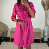 ROBE CHEMISE ROSE AXELLE - La Petite Somptueuse