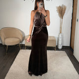 ROBE CHOCO VELOURS OCEANE - La Petite Somptueuse