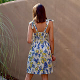 ROBE CITRON BLEU ET BLANCHE RANA - La Petite Somptueuse