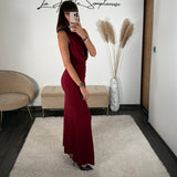 ROBE COL DENTELLE BORDEAUX SHANON - La Petite Somptueuse