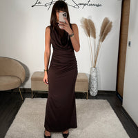 ROBE COL DENTELLE CHOCO SHANON - La Petite Somptueuse