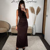 ROBE COL DENTELLE CHOCO SHANON - La Petite Somptueuse