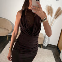 ROBE COL DENTELLE CHOCO SHANON - La Petite Somptueuse