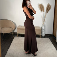 ROBE COL DENTELLE CHOCO SHANON - La Petite Somptueuse