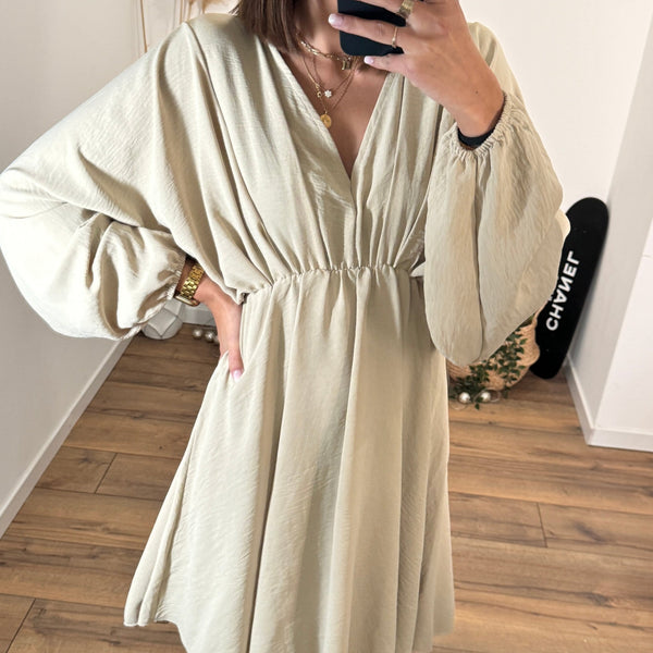 ROBE COURTE BEIGE DOMITILLE - La Petite Somptueuse