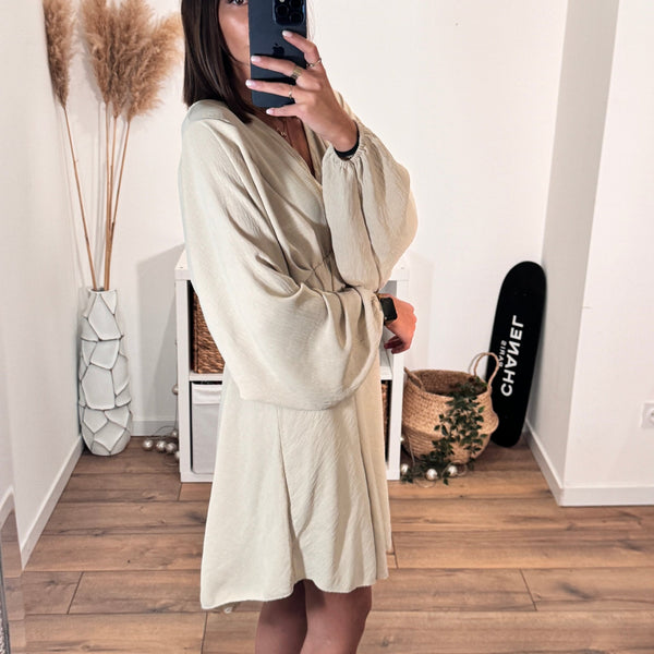 ROBE COURTE BEIGE DOMITILLE - La Petite Somptueuse