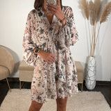 ROBE COURTE BEIGE FEUILLE ELINA - La Petite Somptueuse