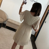 ROBE COURTE BEIGE RACHEL - La Petite Somptueuse