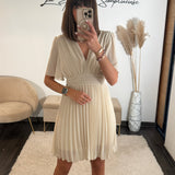 ROBE COURTE BEIGE RACHEL - La Petite Somptueuse
