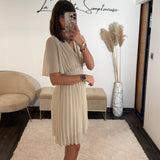 ROBE COURTE BEIGE RACHEL - La Petite Somptueuse