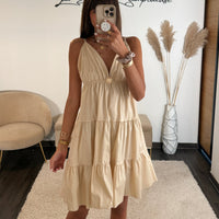 ROBE COURTE BEIGE SOLEIL - La Petite Somptueuse