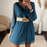 ROBE COURTE BLEUE ÉLISE - La Petite Somptueuse