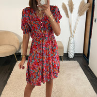 ROBE COURTE COLORE ROUGE ZELLY - La Petite Somptueuse