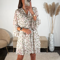 ROBE COURTE FLEURIE VERTE SOLENE - La Petite Somptueuse