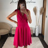 ROBE COURTE FUCHSIA NORA - La Petite Somptueuse