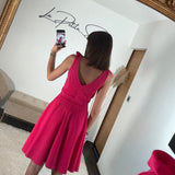 ROBE COURTE FUCHSIA NORA - La Petite Somptueuse