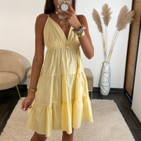 ROBE COURTE JAUNE SOLEIL - La Petite Somptueuse